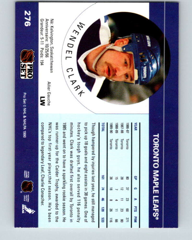 1990-91 Pro Set #276 Wendel Clark Mint Toronto Maple Leafs