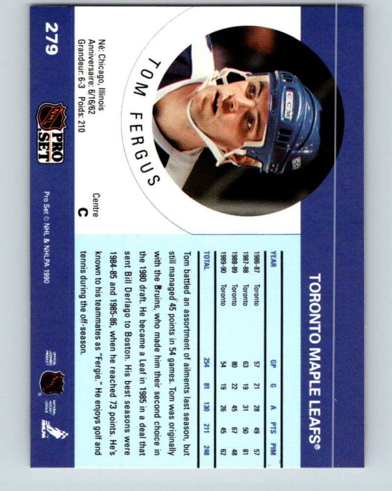 1990-91 Pro Set #279 Tom Fergus Mint Toronto Maple Leafs