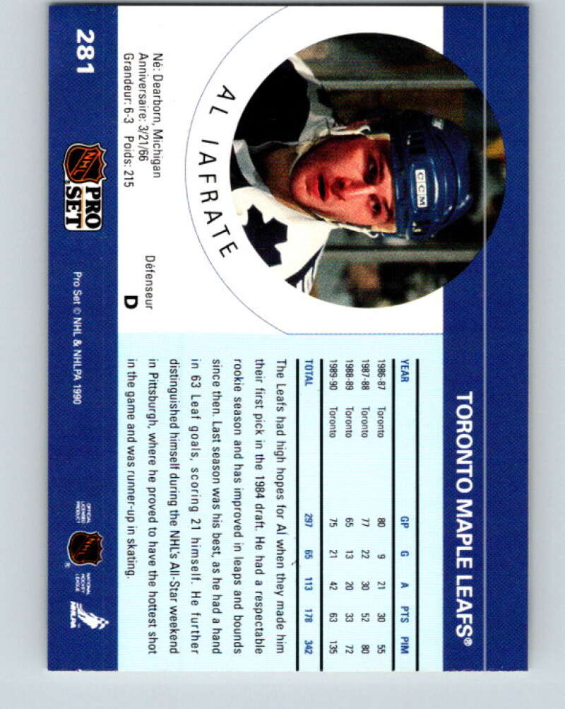 1990-91 Pro Set #281 Al Iafrate Mint Toronto Maple Leafs