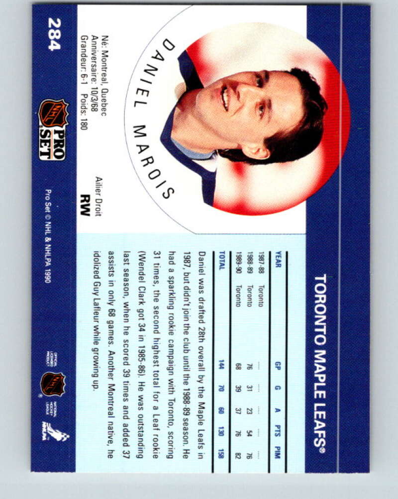 1990-91 Pro Set #284 Daniel Marois Mint Toronto Maple Leafs