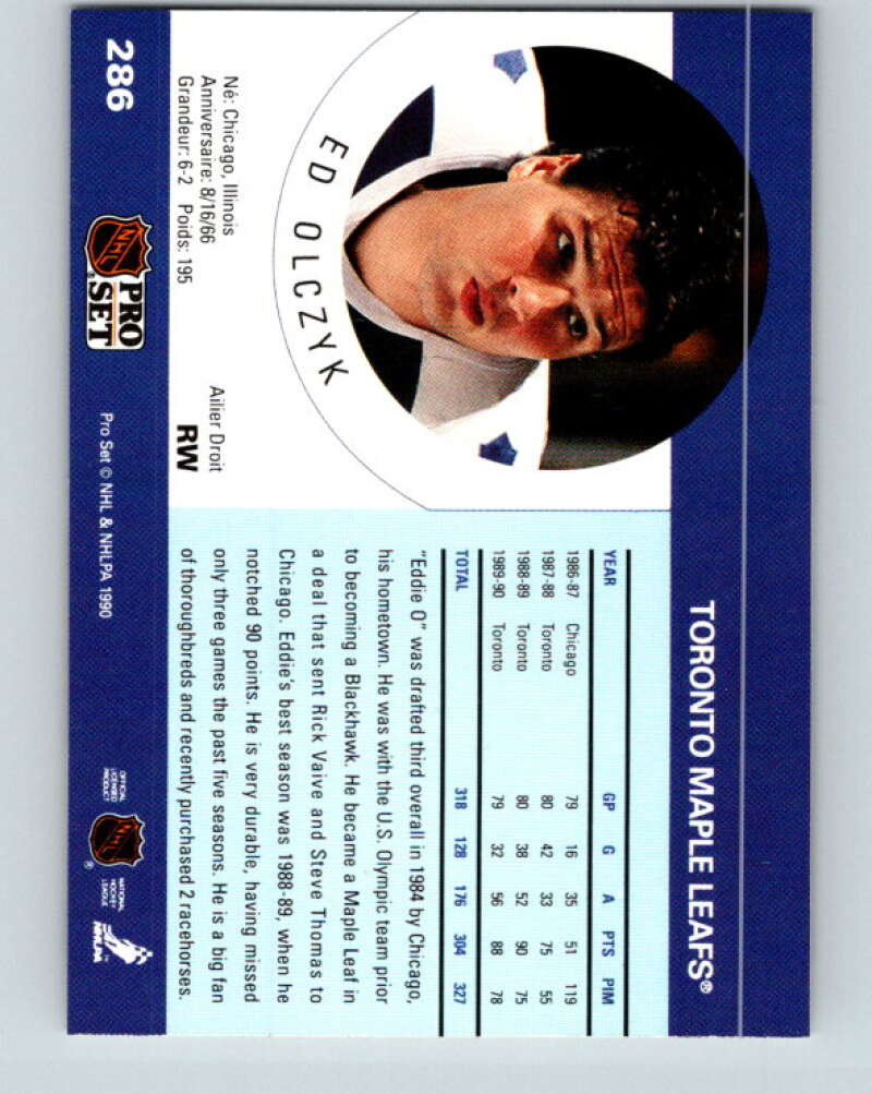 1990-91 Pro Set #286 Ed Olczyk Mint Toronto Maple Leafs