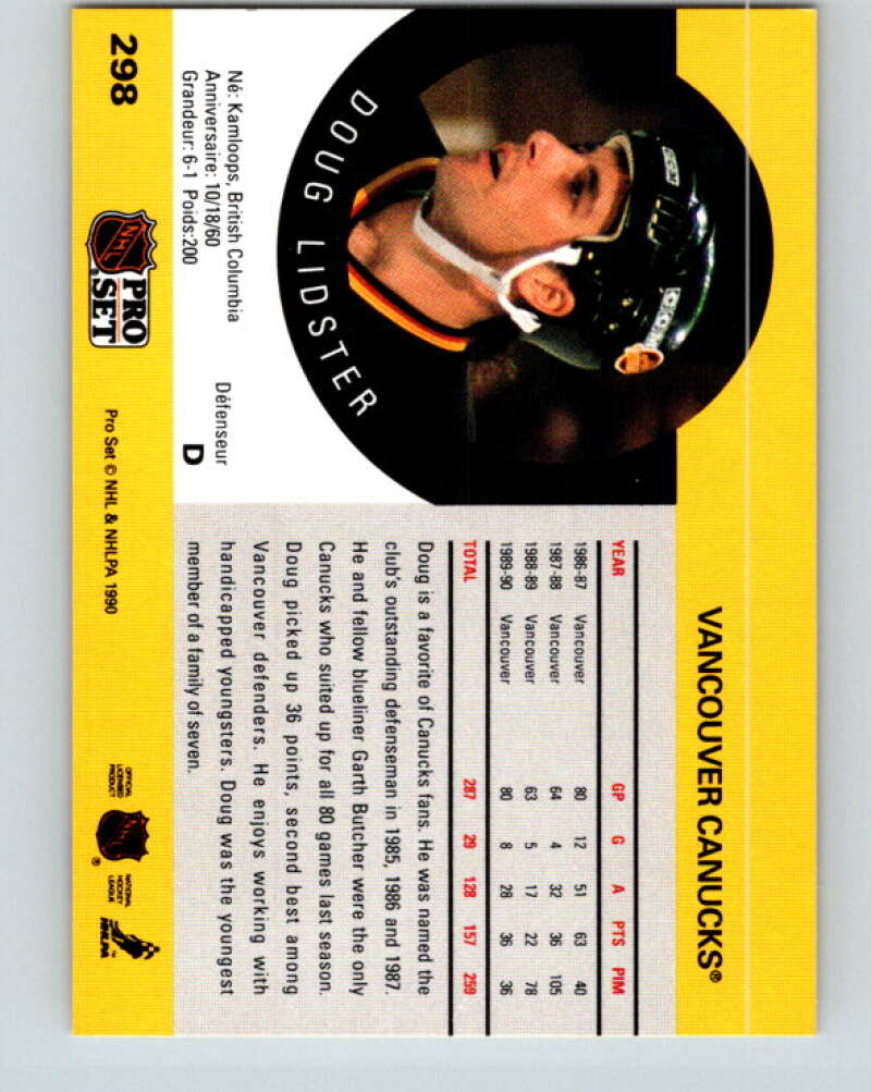 1990-91 Pro Set #298 Doug Lidster Mint Vancouver Canucks