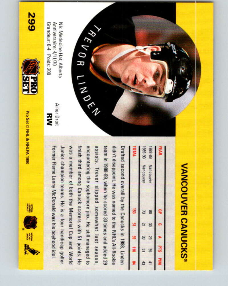 1990-91 Pro Set #299 Trevor Linden Mint Vancouver Canucks