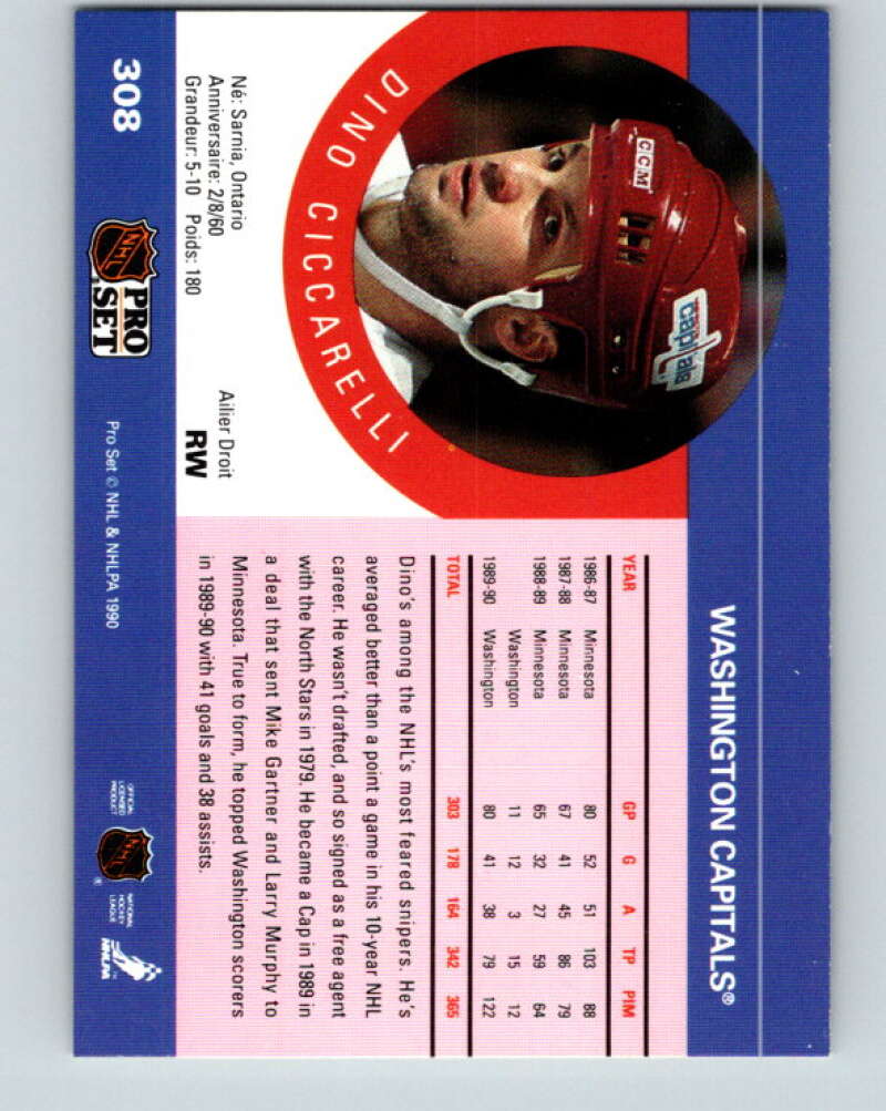 1990-91 Pro Set #308 Dino Ciccarelli Mint Washington Capitals