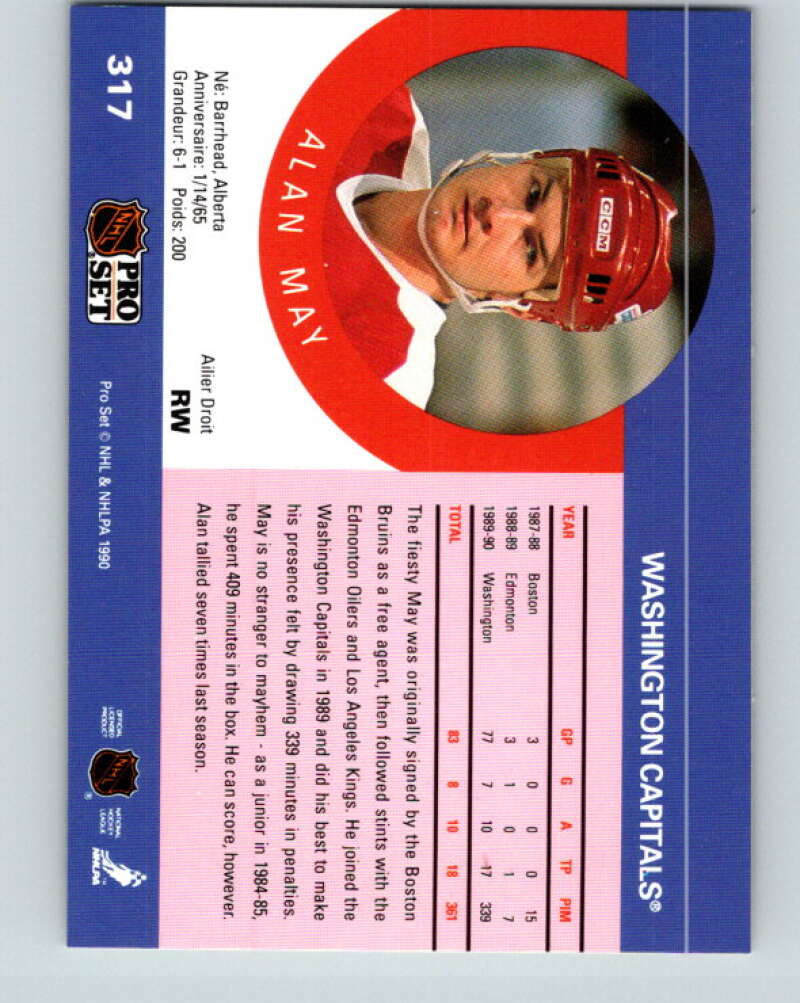 1990-91 Pro Set #317 Alan May Mint Washington Capitals