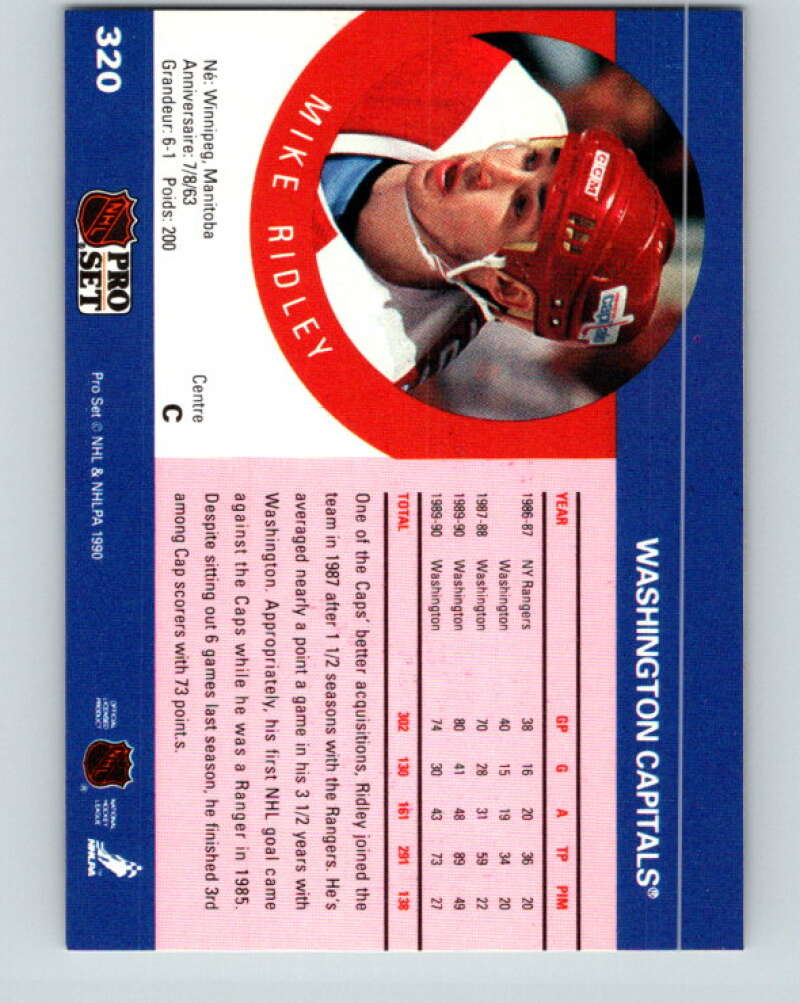 1990-91 Pro Set #320 Mike Ridley Mint Washington Capitals