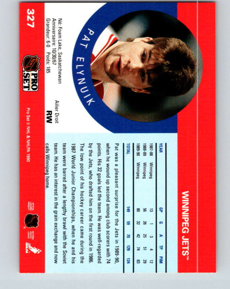 1990-91 Pro Set #327 Pat Elynuik Mint Winnipeg Jets