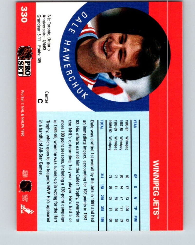 1990-91 Pro Set #330 Dale Hawerchuk Mint Winnipeg Jets