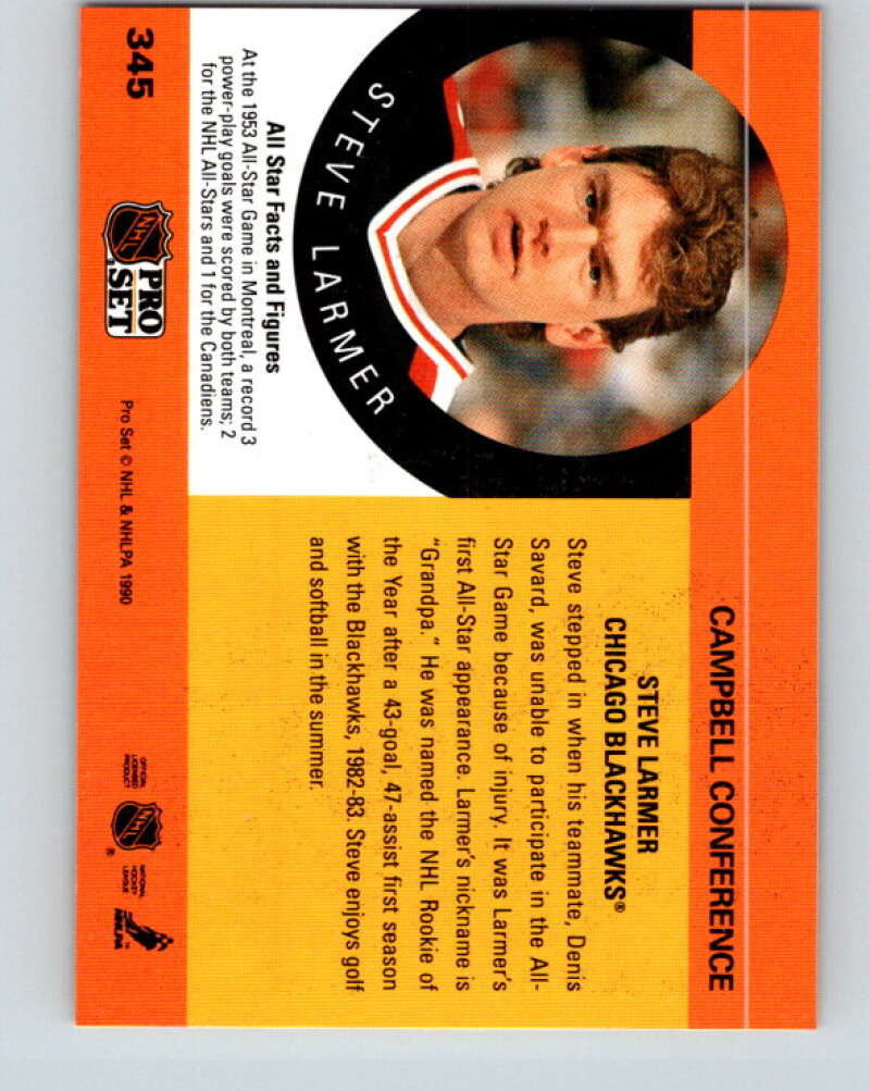 1990-91 Pro Set #345 Steve Larmer AS Mint Chicago Blackhawks