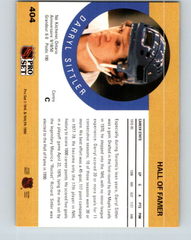 1990-91 Pro Set #404 Darryl Sittler HOF Mint