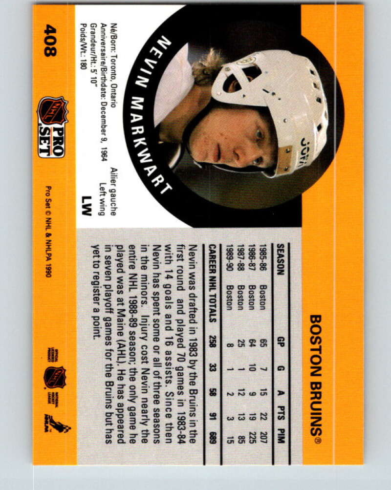 1990-91 Pro Set #408 Nevin Markwart Mint Boston Bruins