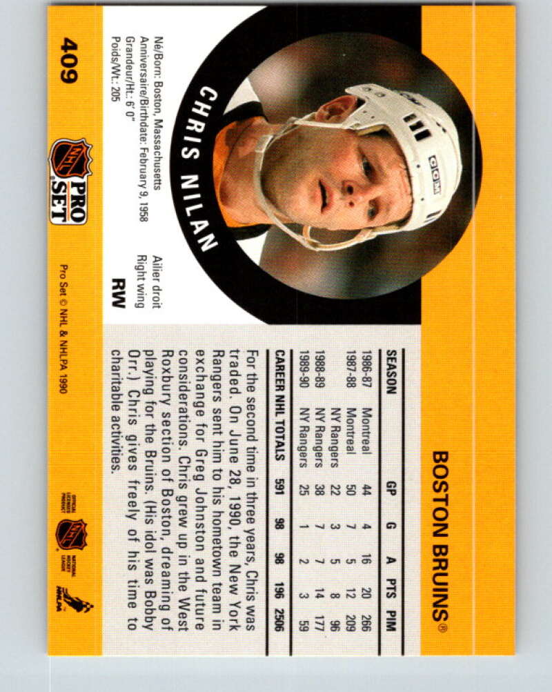 eBlueJay: Boston Bruins Chris Nilan 1991 Bowman Hockey Card 351