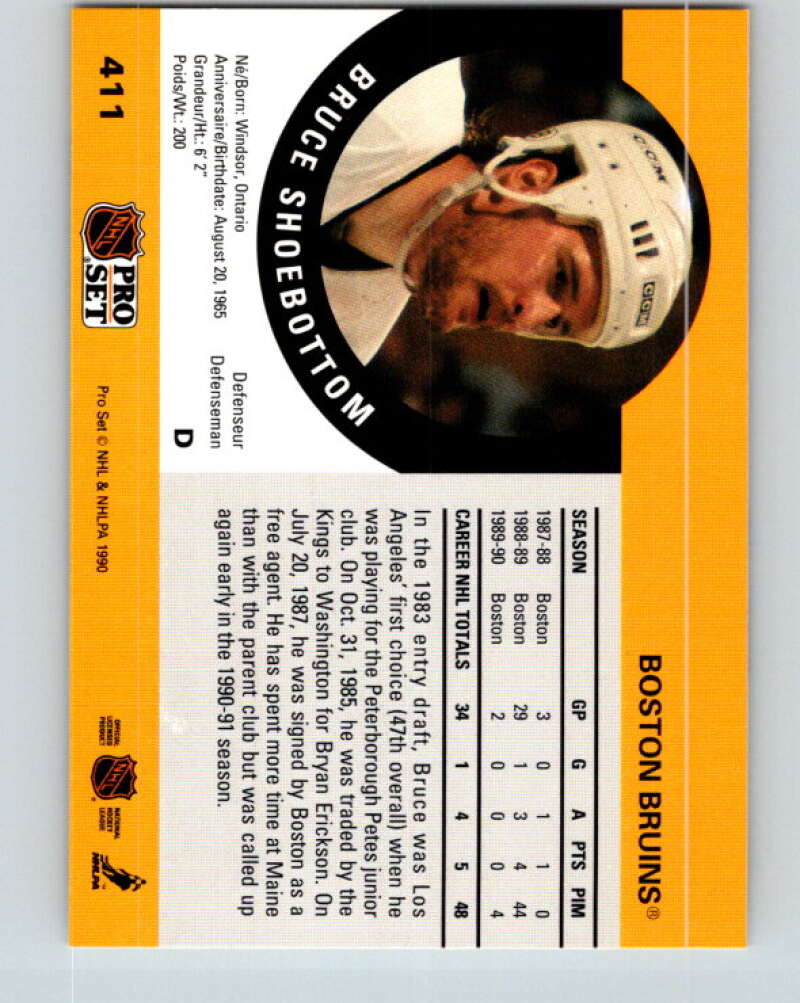 1990-91 Pro Set #411 Bruce Shoebottom Mint Boston Bruins