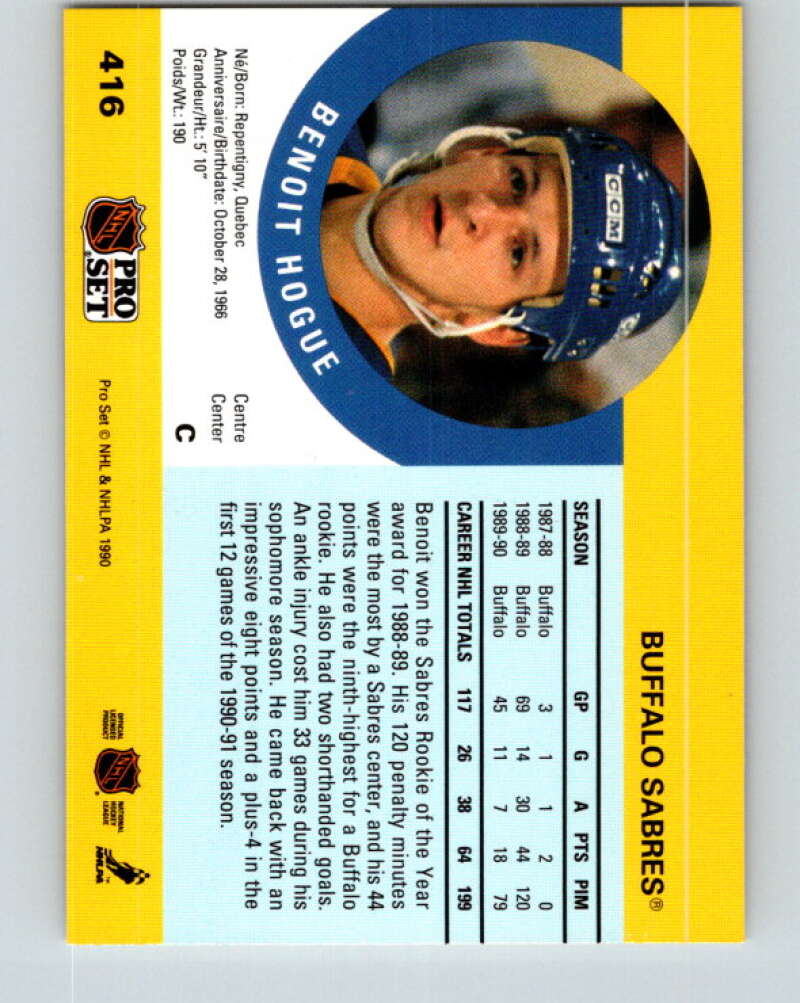 1990-91 Pro Set #416 Benoit Hogue Mint Buffalo Sabres