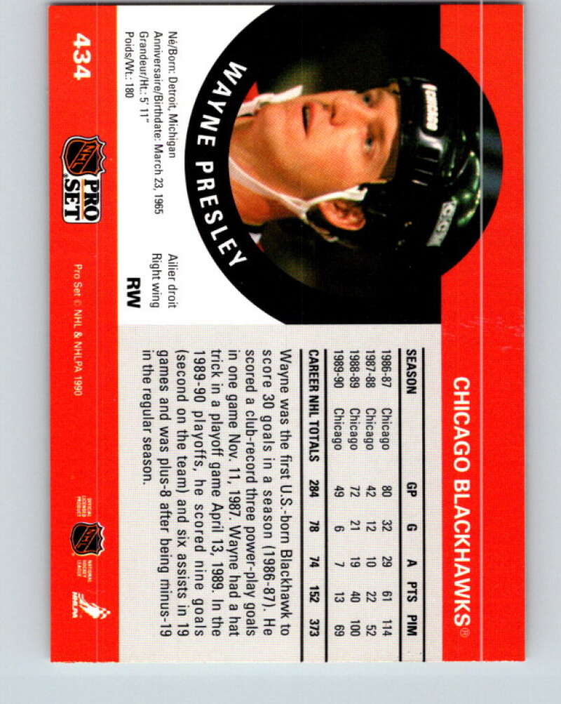 1990-91 Pro Set #434 Wayne Presley Mint Chicago Blackhawks