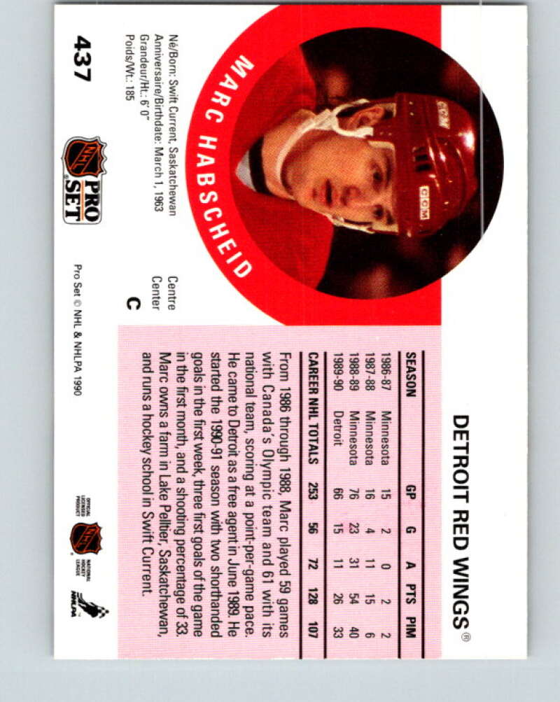 1990-91 Pro Set #437 Marc Habscheid Mint Detroit Red Wings