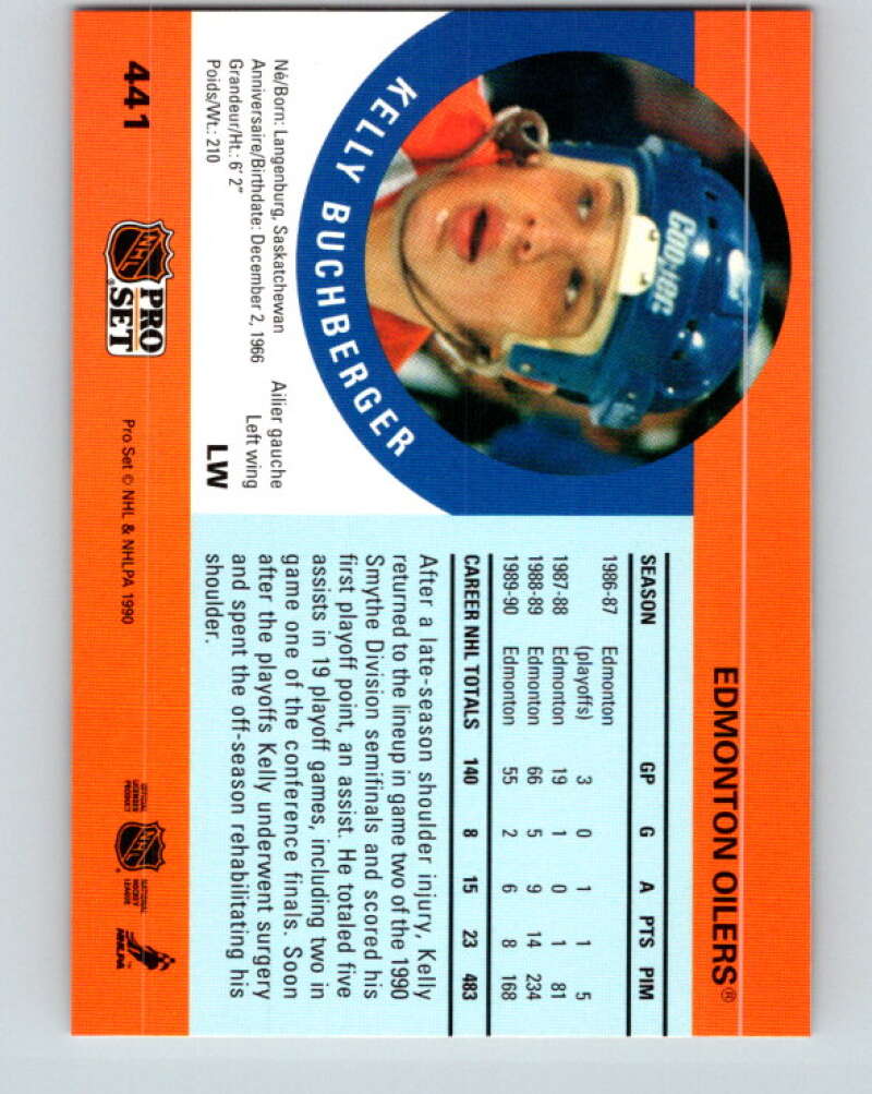 1990-91 Pro Set #441 Kelly Buchberger Mint Edmonton Oilers