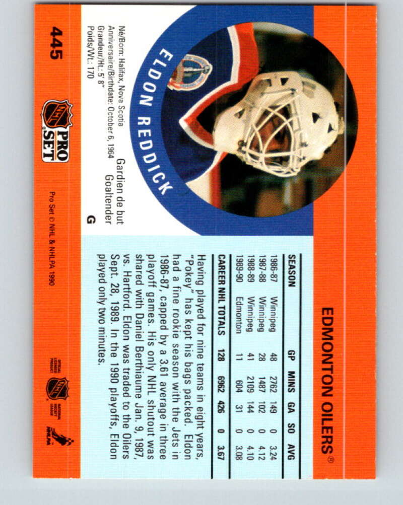 1990-91 Pro Set #445 Eldon Reddick Mint Edmonton Oilers