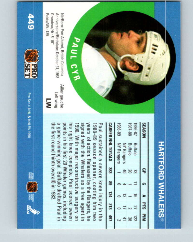 1990-91 Pro Set #449 Paul Cyr Mint Hartford Whalers