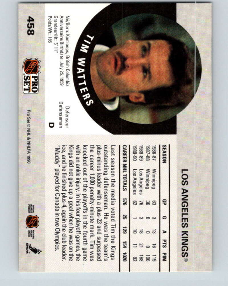 1990-91 Pro Set #458 Tim Watters Mint Los Angeles Kings