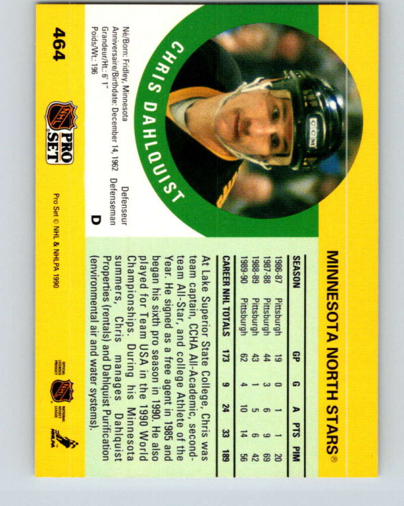 1990-91 Pro Set #464 Chris Dahlquist Mint Minnesota North Stars