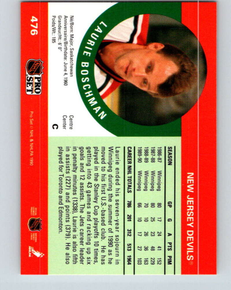 1990-91 Pro Set #476 Laurie Boschman Mint New Jersey Devils