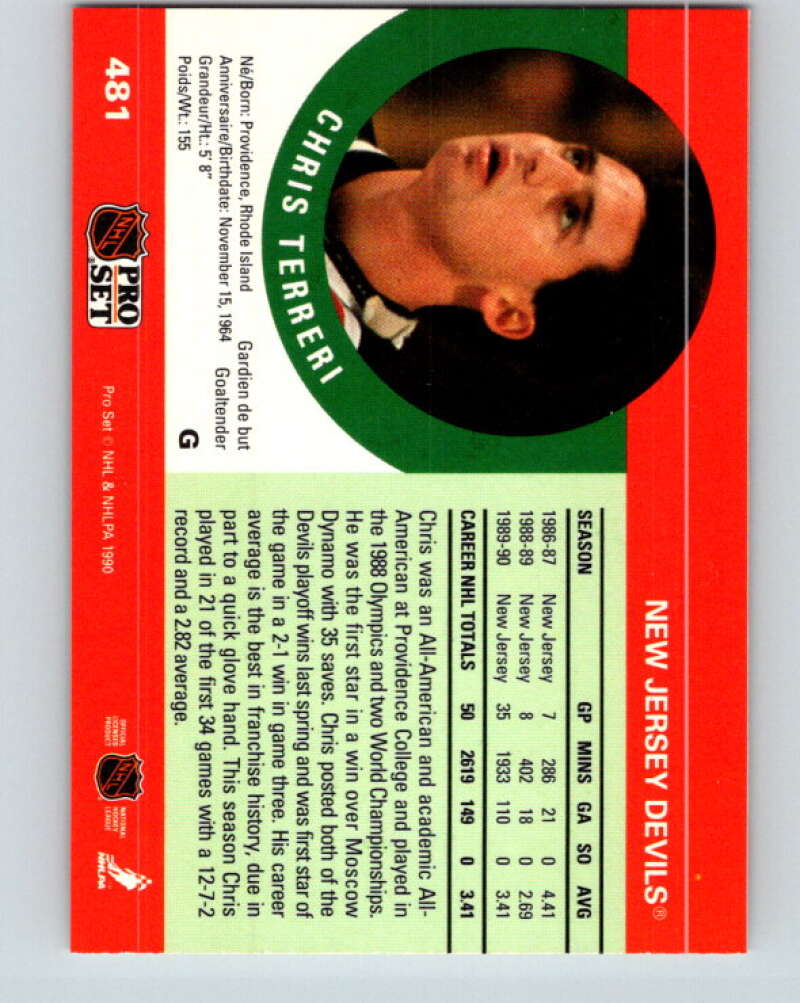 43 Chris Terreri New Jersey Devils 1992-93 Upper Deck Hockey Card NHL –  GwynnSportscards
