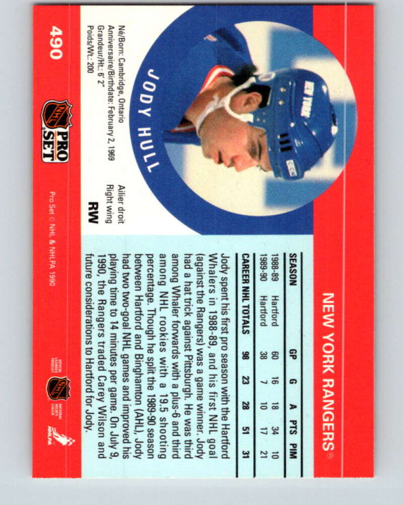 1990-91 Pro Set #490 Jody Hull Mint New York Rangers