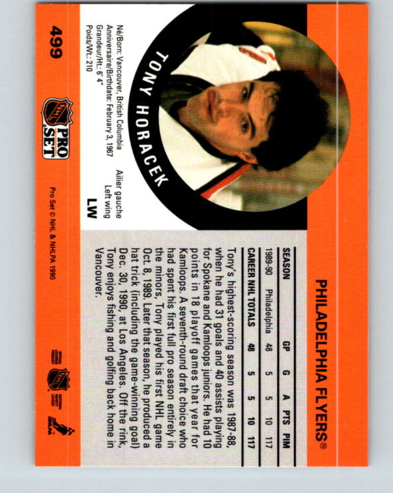 1990-91 Pro Set #499 Tony Horacek Mint Philadelphia Flyers