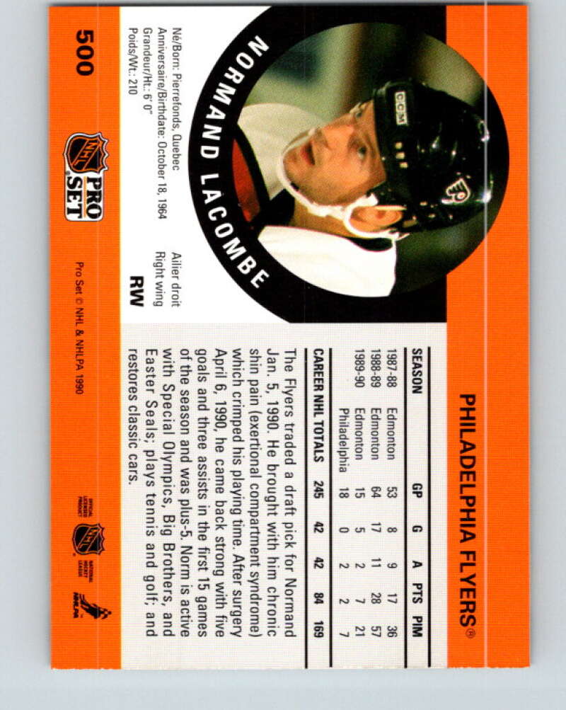 1990-91 Pro Set #500 Normand Lacombe Mint Philadelphia Flyers