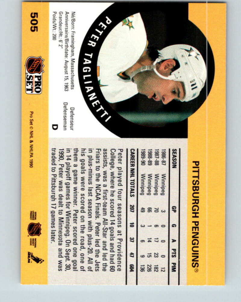 1990-91 Pro Set #505 Peter Taglianetti Mint Pittsburgh Penguins