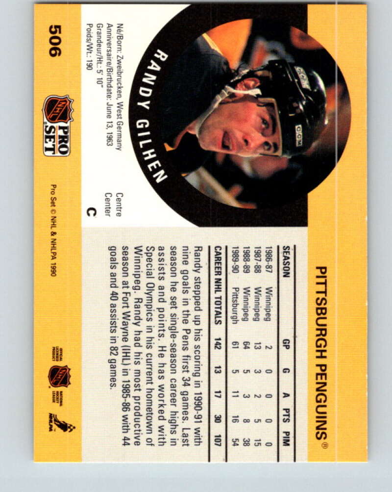 1990-91 Pro Set #506 Randy Gilhen Mint Pittsburgh Penguins