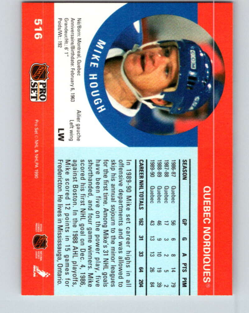 1990-91 Pro Set #516 Mike Hough Mint Quebec Nordiques