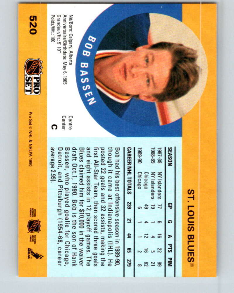 1990-91 Pro Set #520 Bob Bassen Mint St. Louis Blues