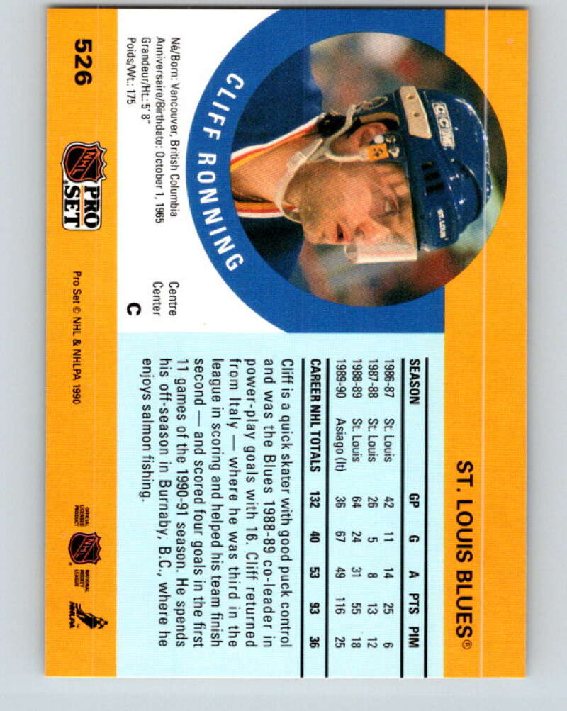 1990-91 Pro Set #526 Cliff Ronning Mint St. Louis Blues