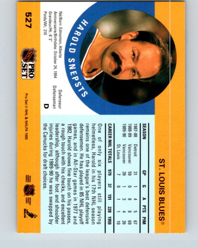 1990-91 Pro Set #527 Harold Snepsts Mint St. Louis Blues