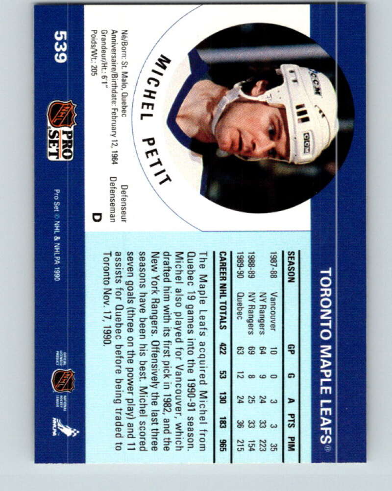 1990-91 Pro Set #539 Michel Petit Mint Toronto Maple Leafs