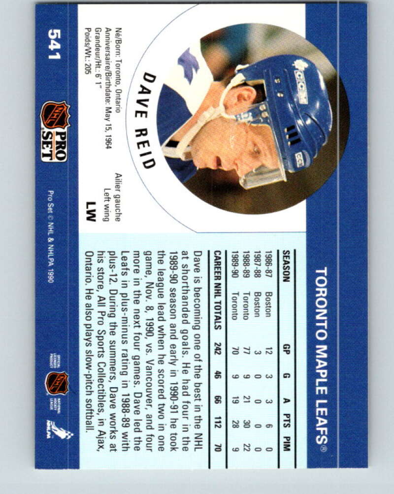 1990-91 Pro Set #541 David Reid Mint Toronto Maple Leafs