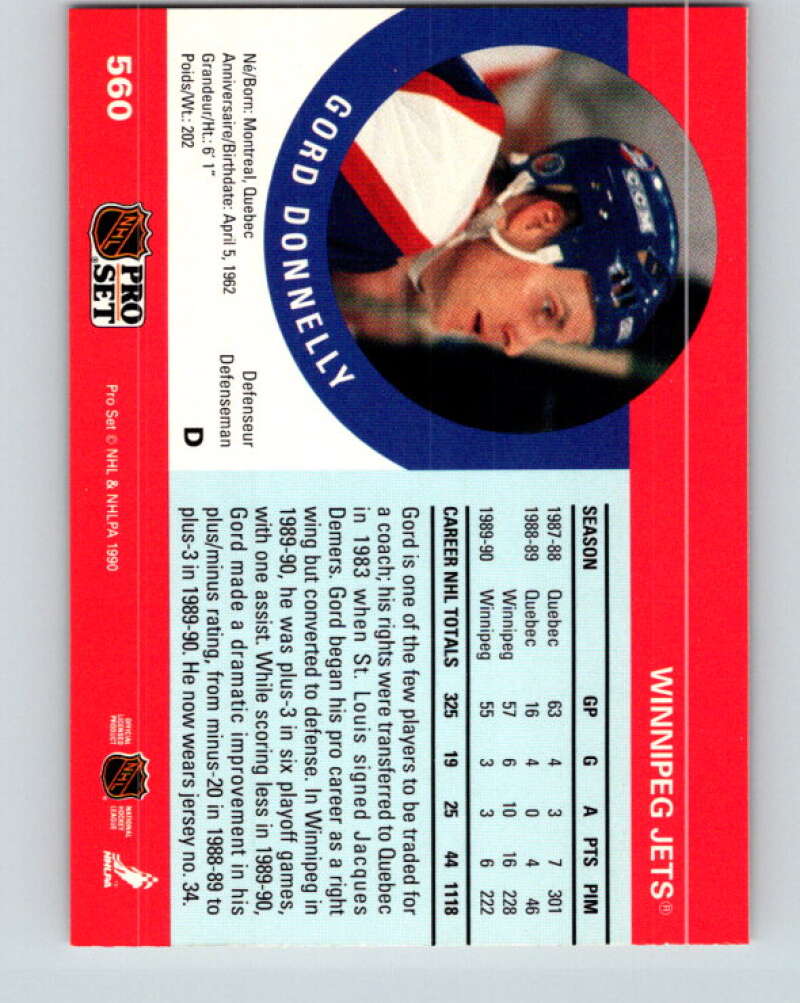 1990-91 Pro Set #560 Gord Donnelly Mint Winnipeg Jets