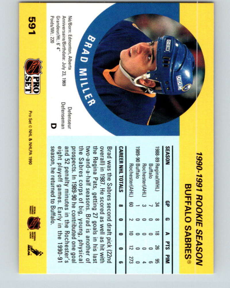 1990-91 Pro Set #591 Brad Miller Mint Buffalo Sabres