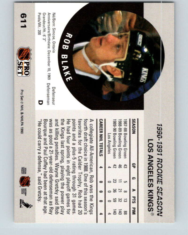 1990-91 Pro Set #611 Rob Blake Mint RC Rookie Los Angeles Kings