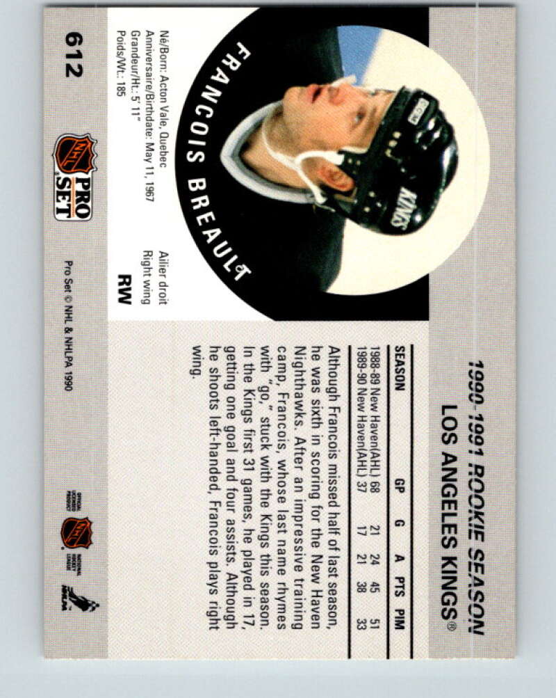 1990-91 Pro Set #612 Francois Breault Mint Los Angeles Kings