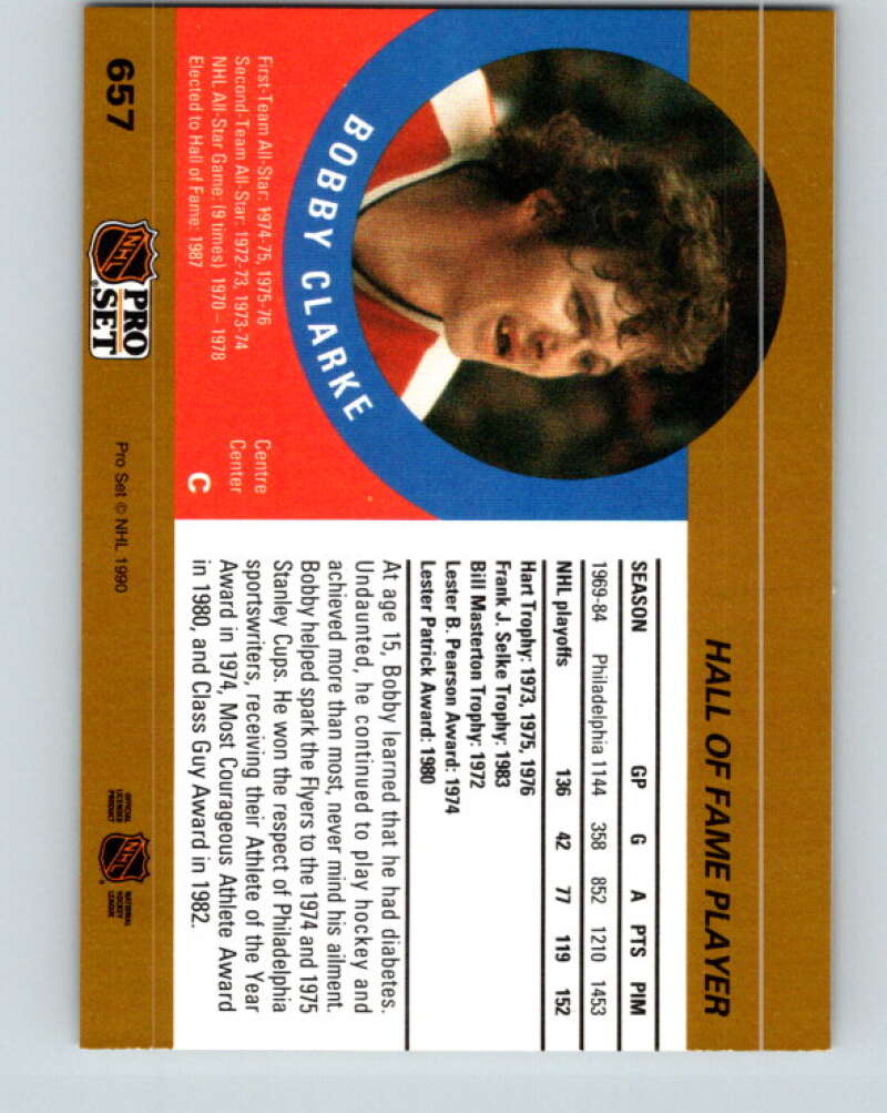 1990-91 Pro Set #657 Bobby Clarke HOF Mint Philadelphia Flyers