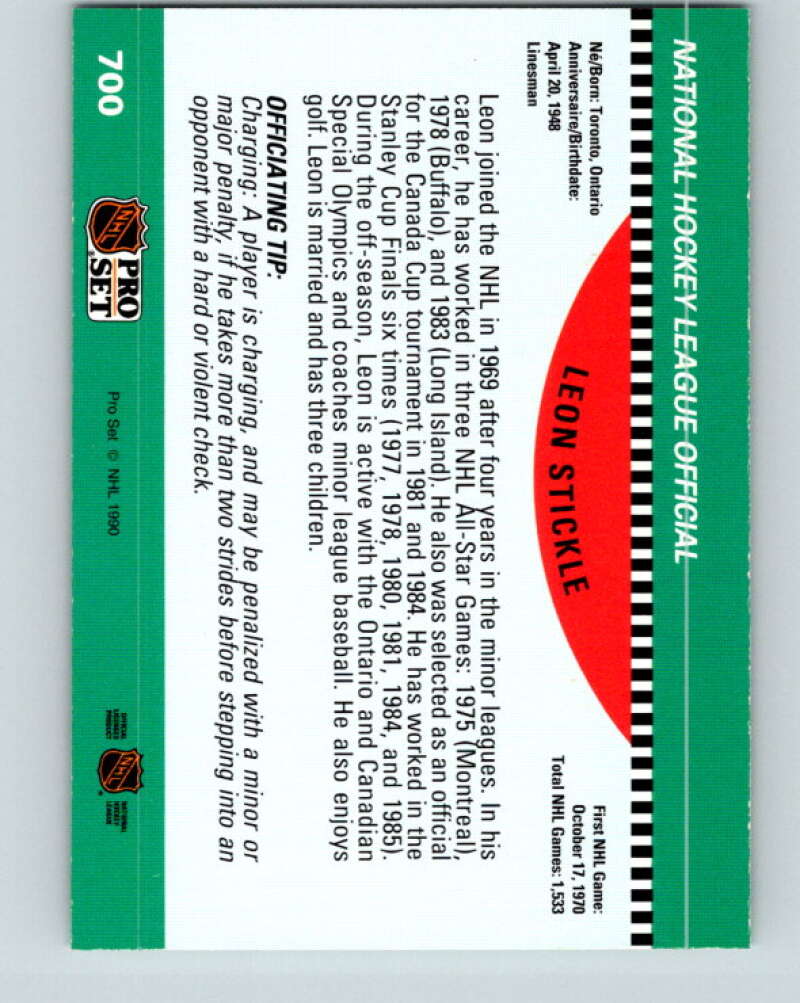 1990-91 Pro Set #700 Leon Stickle Mint