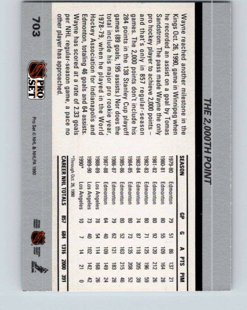 1990-91 Pro Set #703 Wayne Gretzky Mint Los Angeles Kings