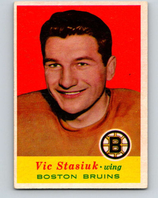 1957-58 Topps #11 Vic Stasiuk See Scan Boston Bruins  V172