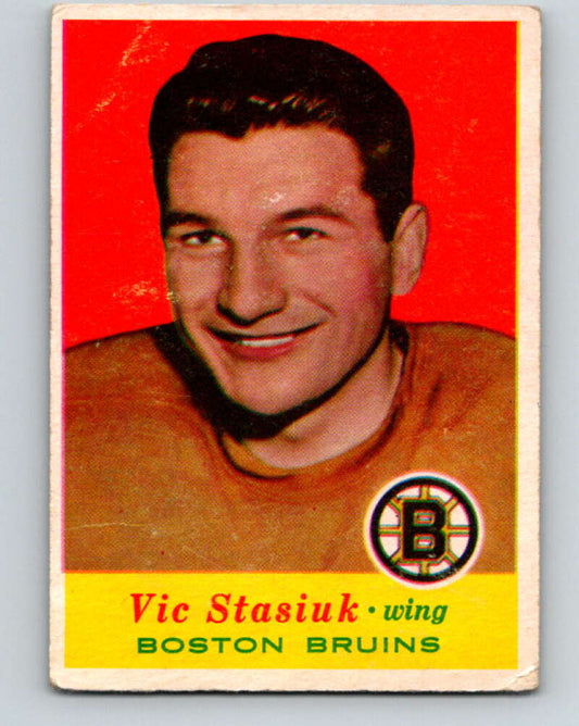1957-58 Topps #11 Vic Stasiuk See Scan Boston Bruins  V173