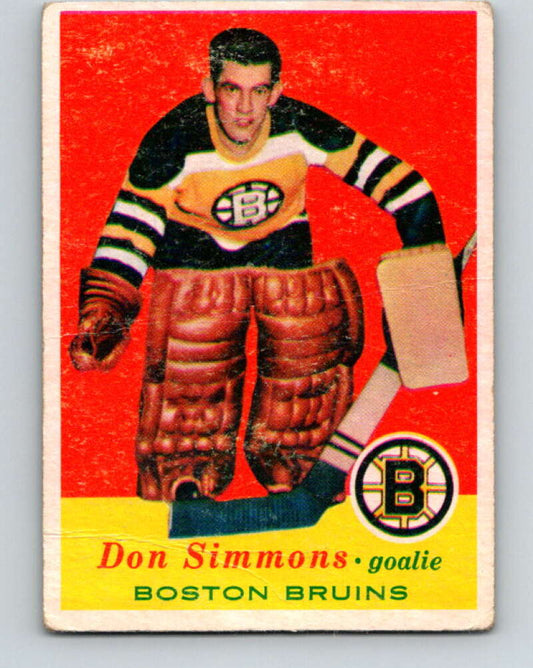 1957-58 Topps #14 Don Simmons See Scan RC Rookie Boston Bruins  V174