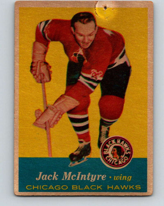 1957-58 Topps #28 Jack McIntyre See Scan Chicago Blackhawks  V180