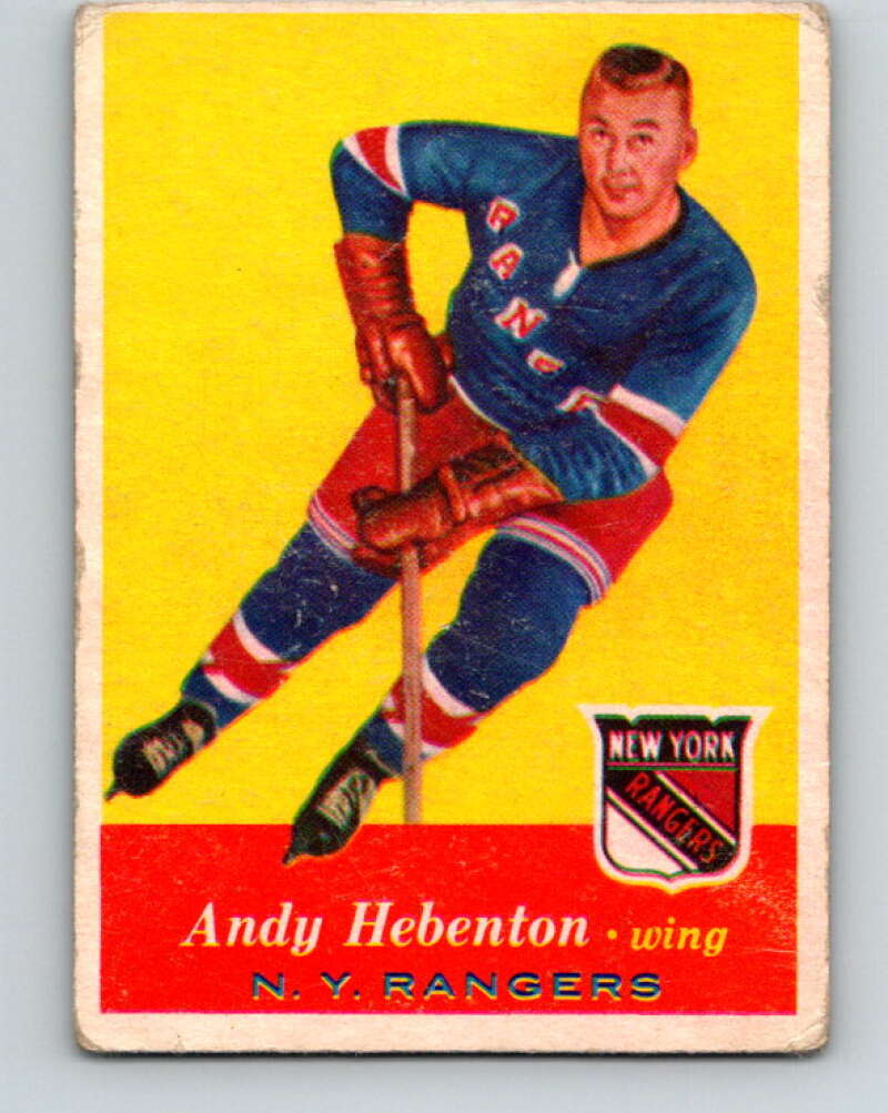 1957-58 Topps #58 Andy Hebenton See Scan RC Rookie New York Rangers  V193